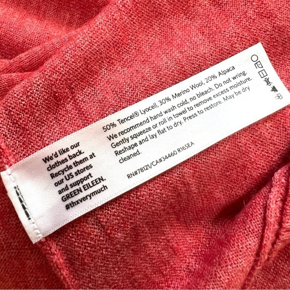 Eileen Fisher Persimmon Tencel Alpaca Scoop Neck Sweater Women’s Large FLAWED - Picture 11 of 12
